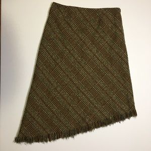 TRIBAL plaid asymmetrical fringed hem skirt Sz 2